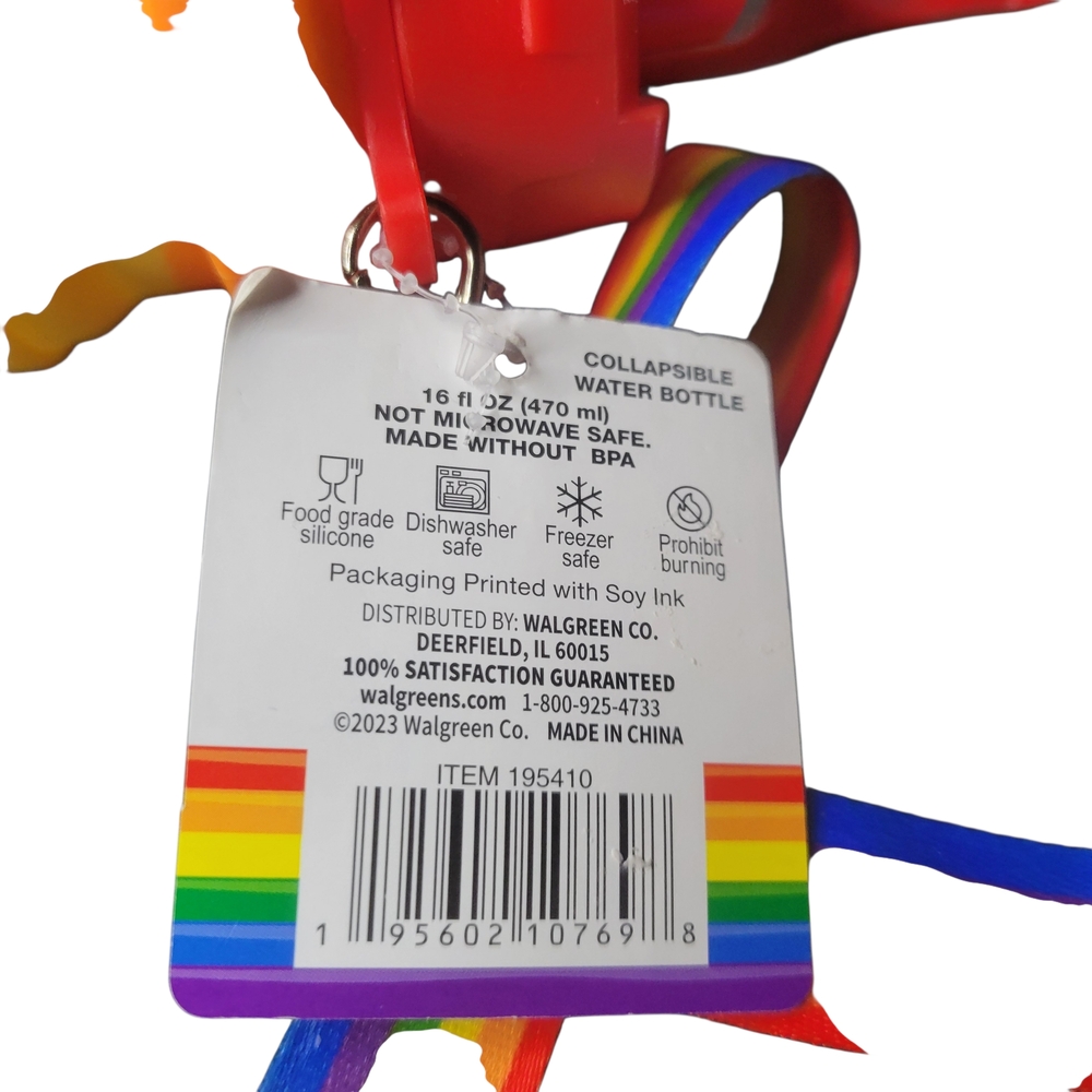NWT Rainbow Collapsible Water Bottle with Strap - Picture 5 of 6